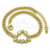 Oro Laminado Fancy Bracelet, Gold Filled Style Heart and Star Design, with White Cubic Zirconia, Polished, Golden Finish, 03.341.0178.08 (04 MM Thickness, 8 Inches Length)