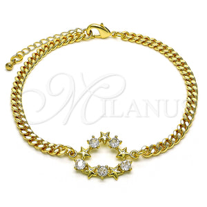 Gold Filled Bracelet — Fancy Bracelet Heart and Star Design with White — main product view — SKU 149153 | Oro Laminado brazalete — elegante Bracelet corazón and estrella diseño with blanco — SKU 149153