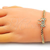 Oro Laminado Fancy Bracelet, Gold Filled Style Heart and Angel Design, with Multicolor Micro Pave, Polished, Golden Finish, 03.341.0179.08 (04 MM Thickness, 8 Inches Length)