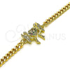 Oro Laminado Fancy Bracelet, Gold Filled Style Heart and Angel Design, with Multicolor Micro Pave, Polished, Golden Finish, 03.341.0179.08 (04 MM Thickness, 8 Inches Length)