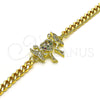 Oro Laminado Fancy Bracelet, Gold Filled Style Heart and Angel Design, with Multicolor Micro Pave, Polished, Golden Finish, 03.341.0179.08 (04 MM Thickness, 8 Inches Length)