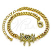 Oro Laminado Fancy Bracelet, Gold Filled Style Heart and Angel Design, with Multicolor Micro Pave, Polished, Golden Finish, 03.341.0179.08 (04 MM Thickness, 8 Inches Length)