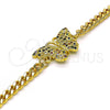 Oro Laminado Fancy Bracelet, Gold Filled Style Butterfly Design, with Multicolor Micro Pave, Polished, Golden Finish, 03.341.0181.08 (04 MM Thickness, 8 Inches Length)