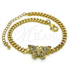 Oro Laminado Fancy Bracelet, Gold Filled Style Butterfly Design, with Multicolor Micro Pave, Polished, Golden Finish, 03.341.0181.08 (04 MM Thickness, 8 Inches Length)