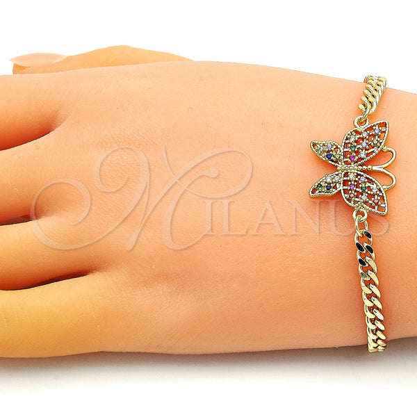 Gold Filled Bracelet — Fancy Bracelet Butterfly Design with Multicolor Micro Pave — alternate product view — SKU 149157 | Oro Laminado brazalete — elegante Bracelet Butterfly diseño with Multicolor Micro Pave — SKU 149157
