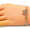 Oro Laminado Fancy Bracelet, Gold Filled Style Butterfly Design, with Multicolor Micro Pave, Polished, Golden Finish, 03.341.0182.08 (04 MM Thickness, 8 Inches Length)