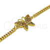 Oro Laminado Fancy Bracelet, Gold Filled Style Butterfly Design, with Multicolor Micro Pave, Polished, Golden Finish, 03.341.0182.08 (04 MM Thickness, 8 Inches Length)