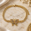 Oro Laminado Fancy Bracelet, Gold Filled Style Butterfly Design, with Multicolor Micro Pave, Polished, Golden Finish, 03.341.0182.08 (04 MM Thickness, 8 Inches Length)
