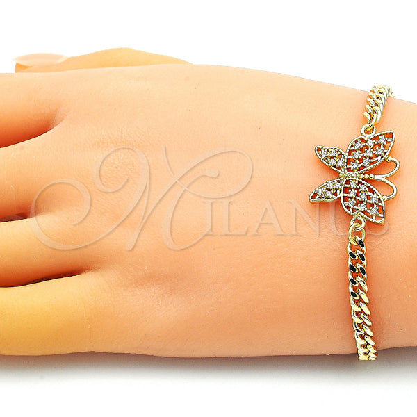 Gold Filled Bracelet — Fancy Bracelet Butterfly Design with White Micro Pave — alternate product view — SKU 149158 | Oro Laminado brazalete — elegante Bracelet Butterfly diseño with blanco Micro Pave — SKU 149158