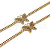 Oro Laminado Fancy Bracelet, Gold Filled Style Butterfly Design, with White Micro Pave, Polished, Golden Finish, 03.341.0182.1.08 (04 MM Thickness, 8 Inches Length)