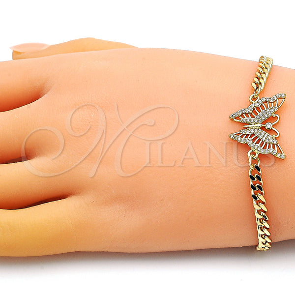 Gold Filled Bracelet — Fancy Bracelet Butterfly Design with White Micro Pave — alternate product view — SKU 149159 | Oro Laminado brazalete — elegante Bracelet Butterfly diseño with blanco Micro Pave — SKU 149159
