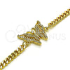 Oro Laminado Fancy Bracelet, Gold Filled Style Butterfly Design, with White Micro Pave, Polished, Golden Finish, 03.341.0183.08 (04 MM Thickness, 8 Inches Length)