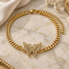 Oro Laminado Fancy Bracelet, Gold Filled Style Butterfly Design, with White Micro Pave, Polished, Golden Finish, 03.341.0183.08 (04 MM Thickness, 8 Inches Length)