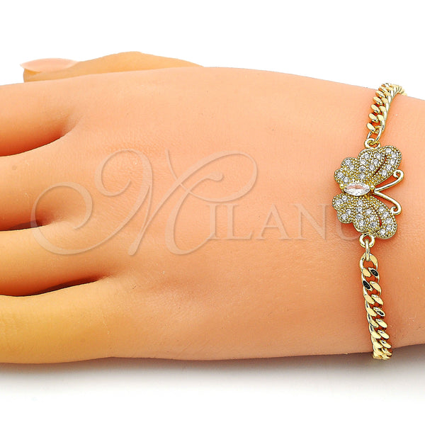 Gold Filled Bracelet — Fancy Bracelet Butterfly Design with White Micro Pave — alternate product view — SKU 149161 | Oro Laminado brazalete — elegante Bracelet Butterfly diseño with blanco Micro Pave — SKU 149161