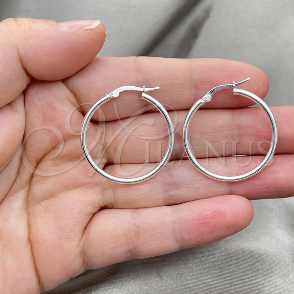Sterling Silver Hoop Earrings — Small Hoop Hollow Design Polished 02. — alternate product view — SKU 149170 | Plata 925 aretes de aro — Small Hoop Hollow diseño pulido 02. — SKU 149170