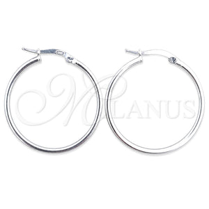 Sterling Silver Small Hoop, Hollow Design, Polished, Silver Finish, 02.389.0186.25
