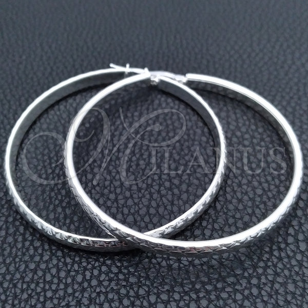 Sterling Silver Hoop Earrings — Large Hoop Diamond Cutting 02. — main product view — SKU 149174 | Plata 925 aretes de aro — Large Hoop Diamond Cutting 02. — SKU 149174