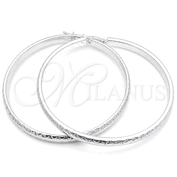 Sterling Silver Hoop Earrings — Large Hoop Diamond Cutting 02. — main product view — SKU 149174 | Plata 925 aretes de aro — Large Hoop Diamond Cutting 02. — SKU 149174