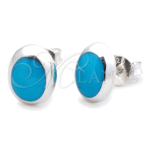 Sterling Silver Stud Earring, with Turquoise Pearl, Polished, Silver Finish, 02.399.0034