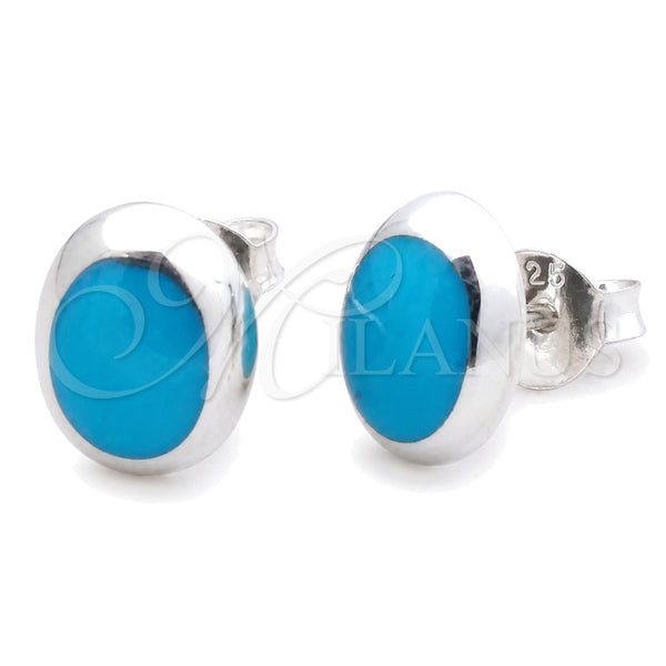 Sterling Silver Stud Earring, with Turquoise Pearl, Polished, Silver Finish, 02.399.0034