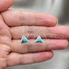 Sterling Silver Stud Earring, with White Cubic Zirconia and Turquoise Pearl, Polished, Silver Finish, 02.399.0035