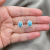 Sterling Silver Stud Earring, with White Cubic Zirconia and Turquoise Pearl, Polished, Silver Finish, 02.399.0037