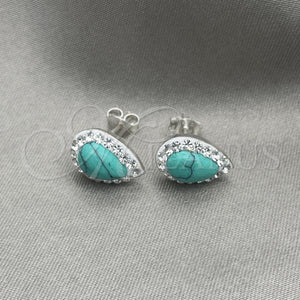 Sterling Silver Ring — Stud Earring with White Cubic Zirconia and Turquoise — main product view — SKU 149186 | Plata 925 anillo — Stud Earring with blanco Cubic Zirconia and Turquoise — SKU 149186