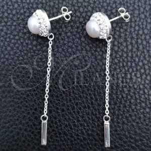 Sterling Silver Ring — Long Earring Ball Design with Ivory Pearl and — main product view — SKU 149187 | Plata 925 anillo — Long Earring Ball diseño with Ivory Pearl and — SKU 149187