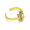 Oro Laminado Multi Stone Ring, Gold Filled Style Turtle Design, with White Cubic Zirconia and White Micro Pave, Polished, Golden Finish, 01.341.0077