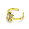 Oro Laminado Multi Stone Ring, Gold Filled Style Turtle Design, with Pink Cubic Zirconia and White Micro Pave, Polished, Golden Finish, 01.341.0077.1 (One size fits all)