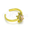 Oro Laminado Multi Stone Ring, Gold Filled Style Turtle Design, with Pink Cubic Zirconia and White Micro Pave, Polished, Golden Finish, 01.341.0077.1 (One size fits all)