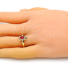 Oro Laminado Multi Stone Ring, Gold Filled Style Turtle Design, with Garnet Cubic Zirconia and White Micro Pave, Polished, Golden Finish, 01.341.0077.2 (One size fits all)