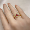 Oro Laminado Multi Stone Ring, Gold Filled Style Turtle Design, with Garnet Cubic Zirconia and White Micro Pave, Polished, Golden Finish, 01.341.0077.2 (One size fits all)