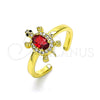 Oro Laminado Multi Stone Ring, Gold Filled Style Turtle Design, with Garnet Cubic Zirconia and White Micro Pave, Polished, Golden Finish, 01.341.0077.2 (One size fits all)