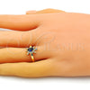 Oro Laminado Multi Stone Ring, Gold Filled Style Turtle Design, with Sapphire Blue Cubic Zirconia and White Micro Pave, Polished, Golden Finish, 01.341.0077.3 (One size fits all)