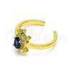 Oro Laminado Multi Stone Ring, Gold Filled Style Turtle Design, with Sapphire Blue Cubic Zirconia and White Micro Pave, Polished, Golden Finish, 01.341.0077.3 (One size fits all)