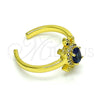 Oro Laminado Multi Stone Ring, Gold Filled Style Turtle Design, with Sapphire Blue Cubic Zirconia and White Micro Pave, Polished, Golden Finish, 01.341.0077.3 (One size fits all)