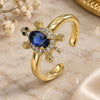Oro Laminado Multi Stone Ring, Gold Filled Style Turtle Design, with Sapphire Blue Cubic Zirconia and White Micro Pave, Polished, Golden Finish, 01.341.0077.3 (One size fits all)