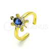 Oro Laminado Multi Stone Ring, Gold Filled Style Turtle Design, with Sapphire Blue Cubic Zirconia and White Micro Pave, Polished, Golden Finish, 01.341.0077.3 (One size fits all)