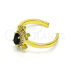 Oro Laminado Multi Stone Ring, Gold Filled Style Turtle Design, with Black Cubic Zirconia and White Micro Pave, Polished, Golden Finish, 01.341.0077.5 (One size fits all)
