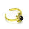 Oro Laminado Multi Stone Ring, Gold Filled Style Turtle Design, with Black Cubic Zirconia and White Micro Pave, Polished, Golden Finish, 01.341.0077.5 (One size fits all)