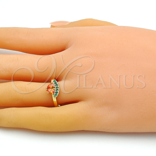 Gold Filled Ring — Multi Stone Ring Watermelon and Teardrop Design with — alternate product view — SKU 149211 | Oro Laminado anillo — Multi Stone Ring Watermelon and Teardrop diseño with — SKU 149211