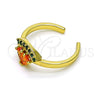 Oro Laminado Multi Stone Ring, Gold Filled Style Watermelon and Teardrop Design, with Orange and Green Cubic Zirconia, Polished, Golden Finish, 01.341.0082 (One size fits all)