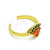 Oro Laminado Multi Stone Ring, Gold Filled Style Watermelon and Teardrop Design, with Orange and Green Cubic Zirconia, Polished, Golden Finish, 01.341.0082 (One size fits all)