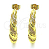 Gold Filled Ring — Stud Earring Twist Design with White Micro Pave — alternate product view — SKU 149212 | Oro Laminado anillo — Stud Earring Twist diseño with blanco Micro Pave — SKU 149212