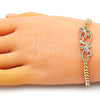 Oro Laminado Fancy Bracelet, Gold Filled Style Butterfly Design, with White Micro Pave, Polished, Golden Finish, 03.195.0002.08 (04 MM Thickness, 8 Inches Length)