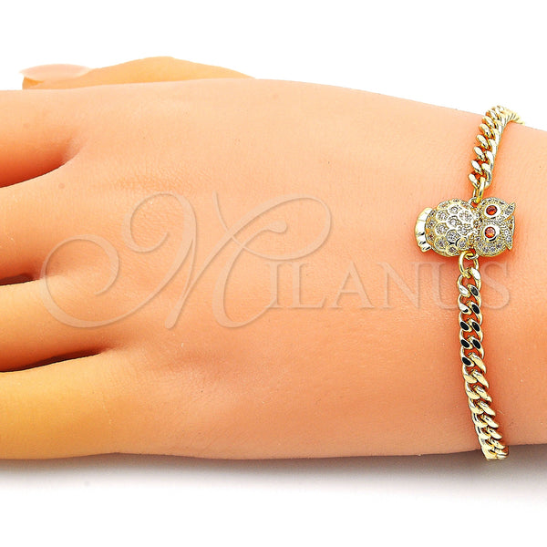 Gold Filled Bracelet — Fancy Bracelet Owl Design with White Micro Pave — alternate product view — SKU 149215 | Oro Laminado brazalete — elegante Bracelet Owl diseño with blanco Micro Pave — SKU 149215