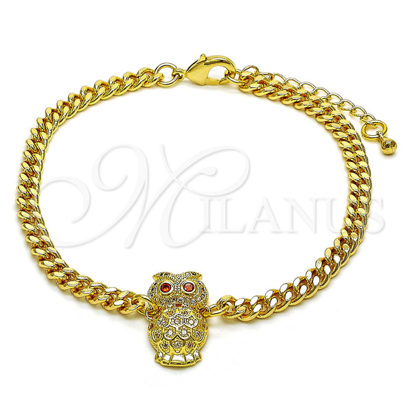 Gold Filled Bracelet — Fancy Bracelet Owl Design with White Micro Pave — main product view — SKU 149215 | Oro Laminado brazalete — elegante Bracelet Owl diseño with blanco Micro Pave — SKU 149215