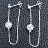 Sterling Silver Long Earring, Heart Design, with White Crystal, Polished, Silver Finish, 02.399.0045