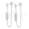 Sterling Silver Long Earring, Ball Design, with White Crystal, Polished, Silver Finish, 02.399.0045